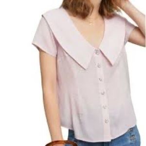 Maeve for anthropology blush collared button down blouse